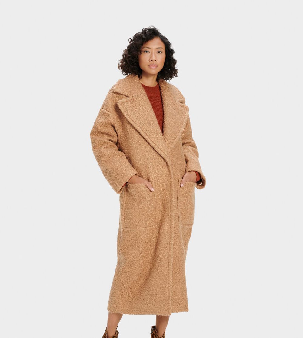 Ugg Tie Long Oversized - Womens Coats - Khaki - NZ (3952KXRBG)